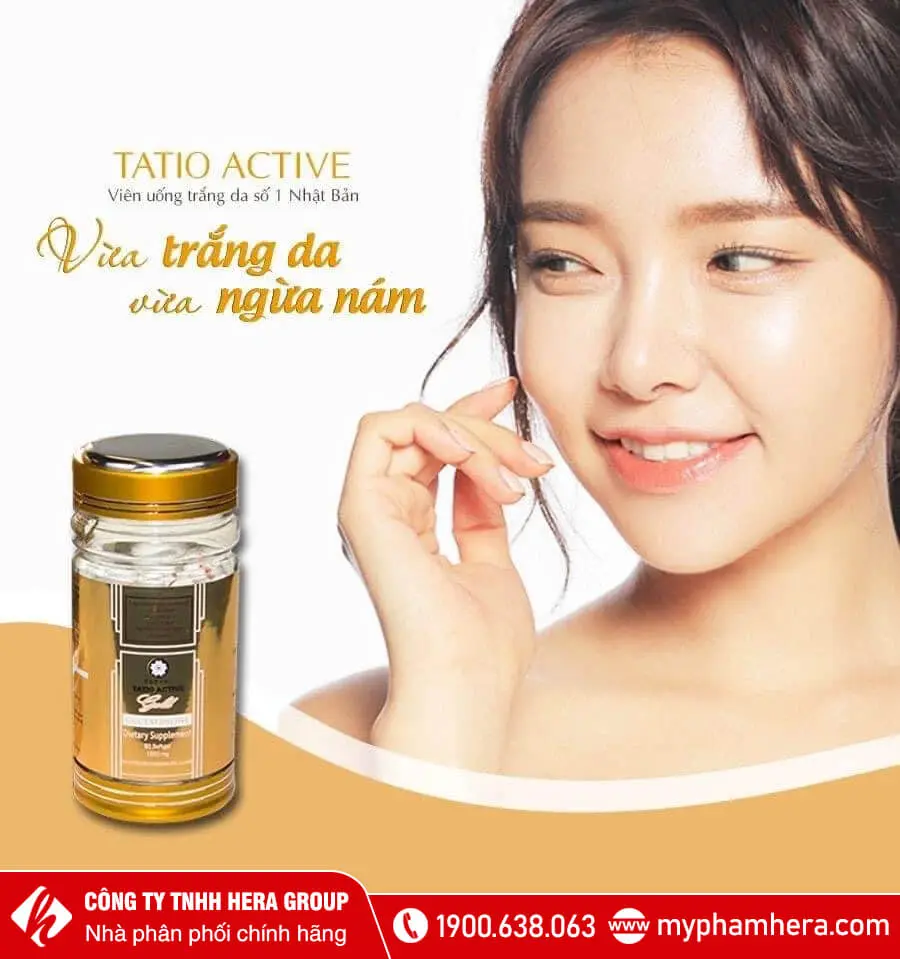 công dụng Viên uống trắng da Tatio Active Gold Glutathione