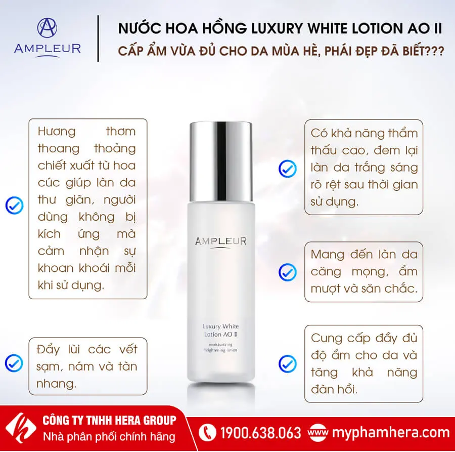 nước hoa hồng luxury white lotion AO II ampleur myphamhera.com