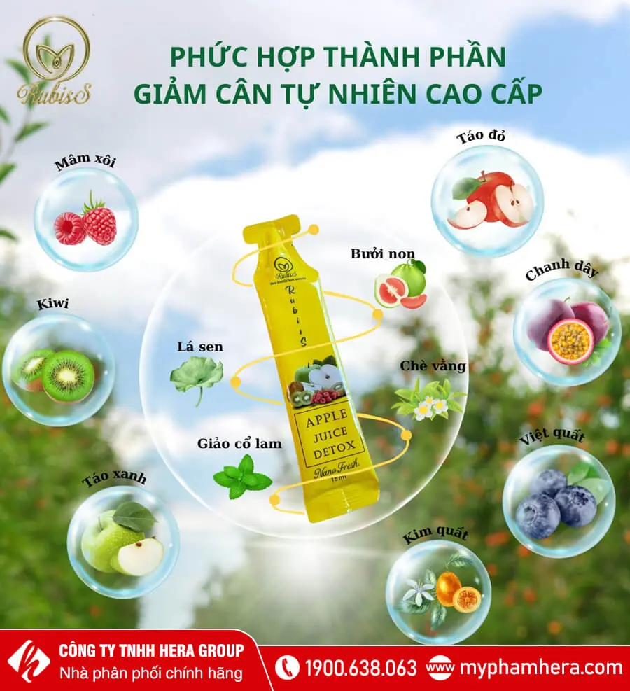 thành phần Nước ép táo giảm cân Rubiss Apple Juice Detox myphamhera.com