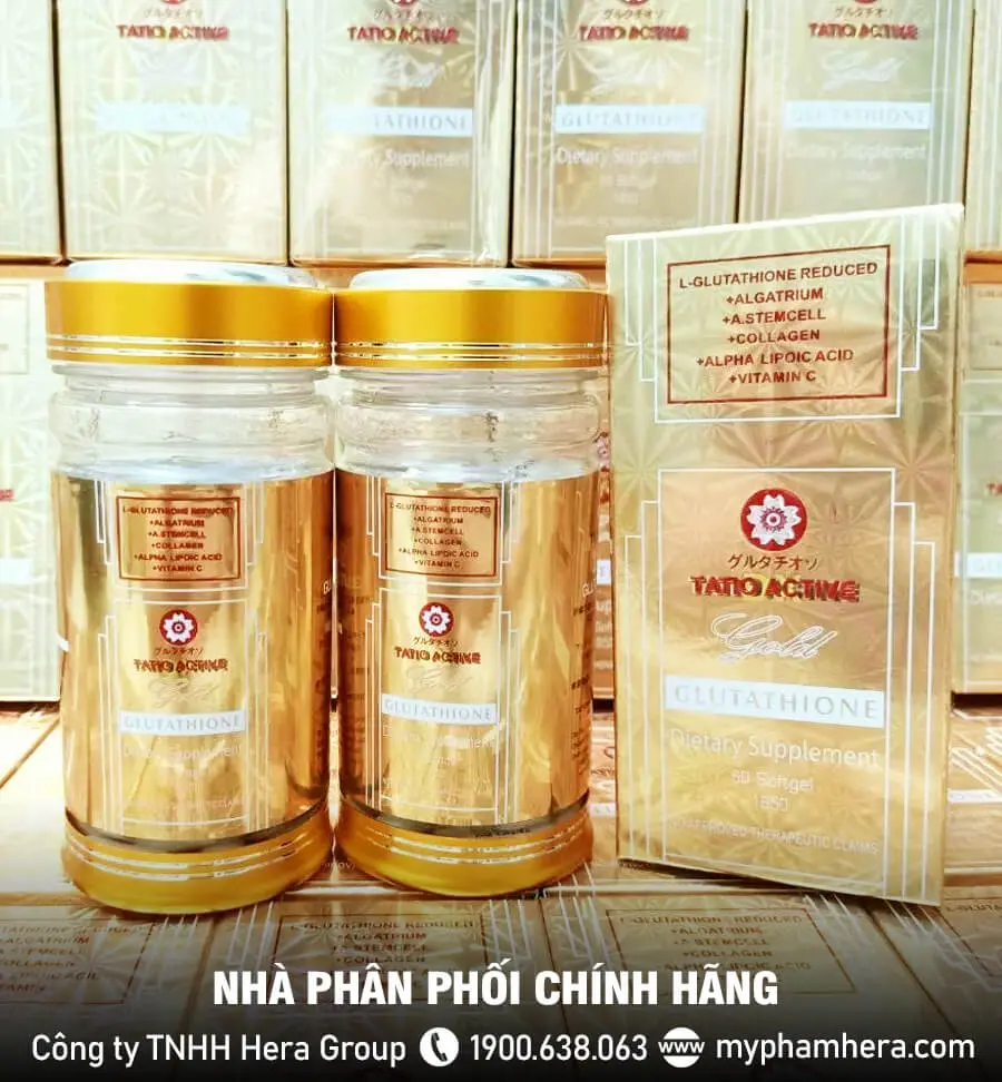 thành phần Viên uống trắng da Tatio Active Gold Glutathione chính hãng