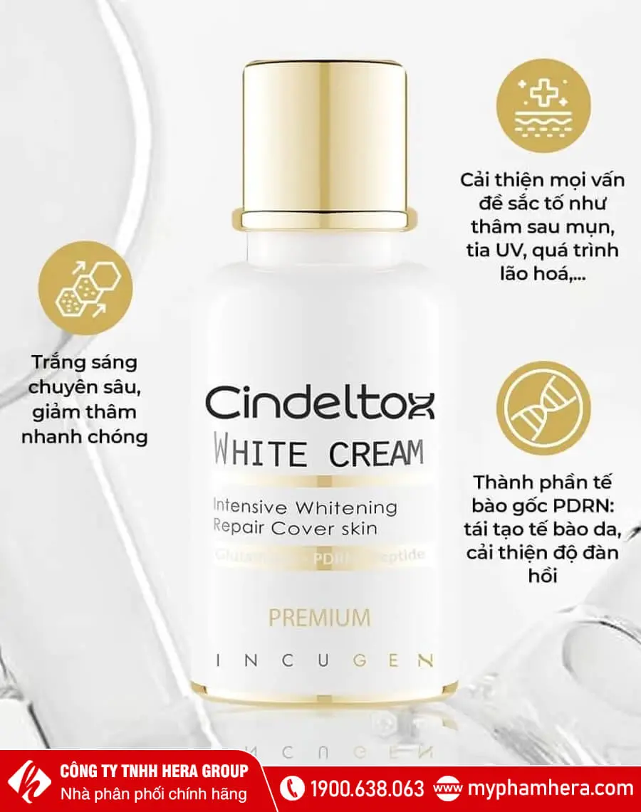 công dụng Kem truyền trắng tế bào gốc Cindel Tox White Cream Premium