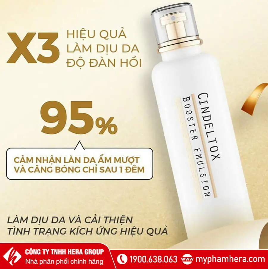 công dụng Nhũ tương dưỡng trắng da Cindel Tox Booster Emulsion