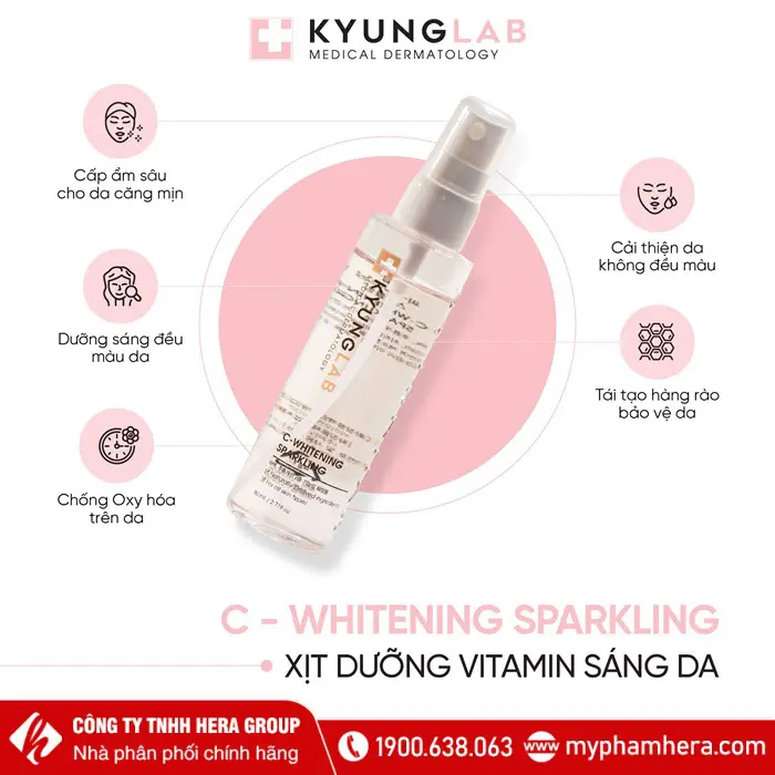 Công dụng Xịt dưỡng vitamin sáng da KyungLab C–Whitening Sparkling