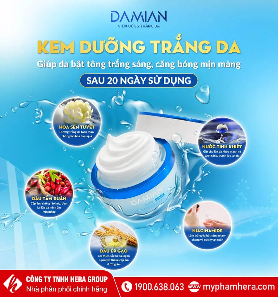 Kem body dưỡng trắng da Damian