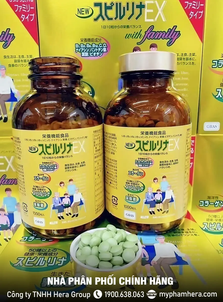 Tảo vàng Spirulina EX With Family chính hãng myphamhera.com