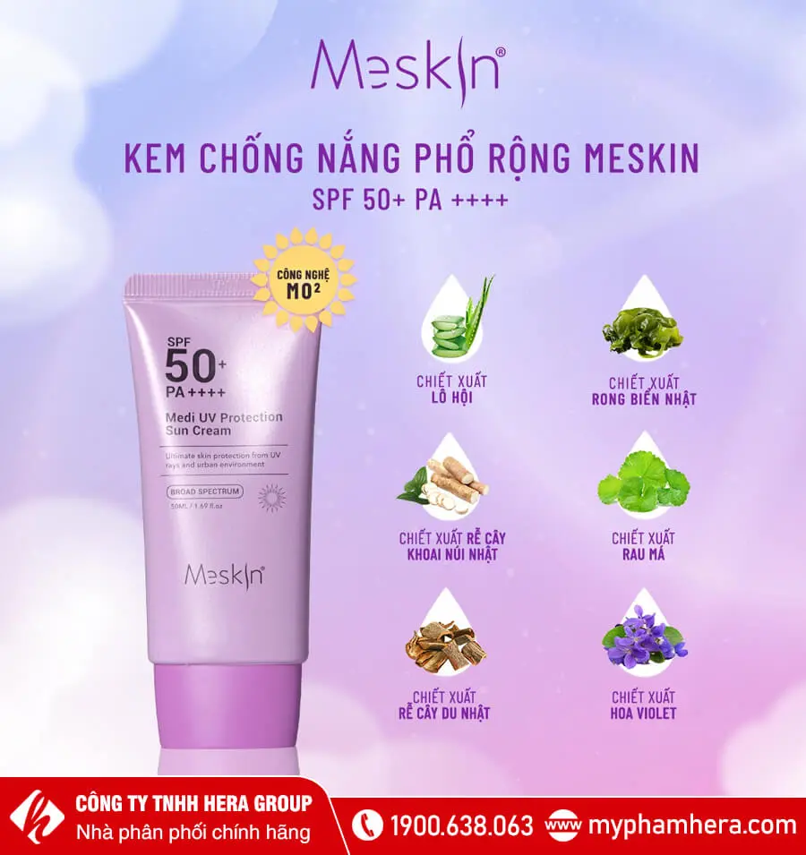 thành phần Kem chống nắng phổ rộng Meskin