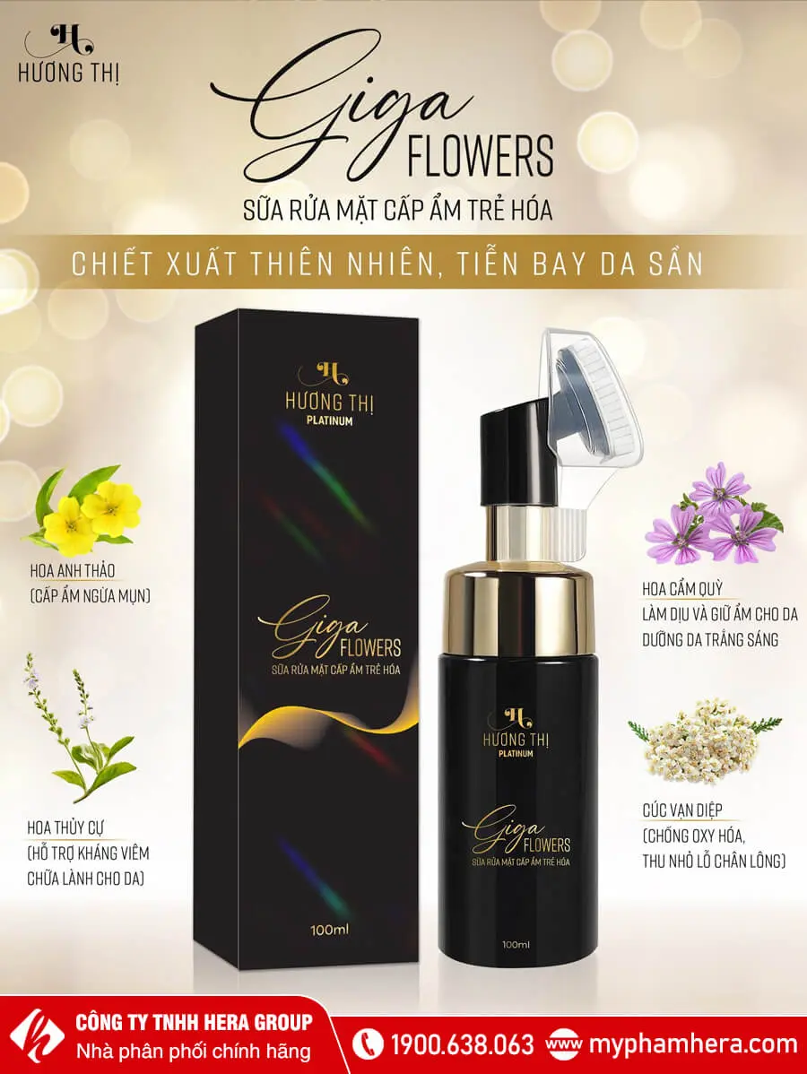 thành phần Sữa rửa mặt cấp ẩm trẻ hóa Giga Flowers Hương Thị