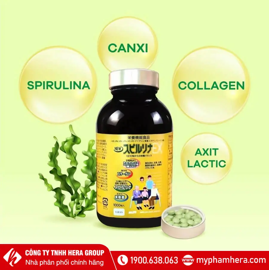 thành phần Tảo vàng Spirulina EX With Family myphamhera.com