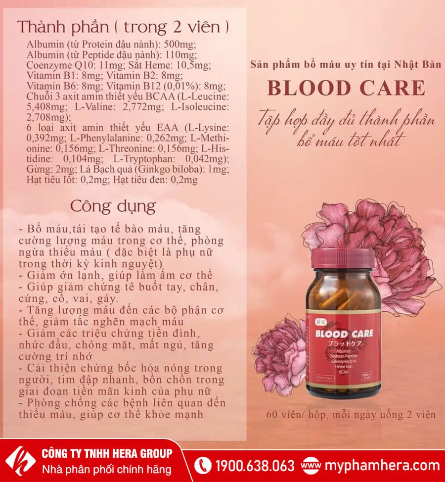 thành phần Viên uống bổ máu Blood Care Jpanwell