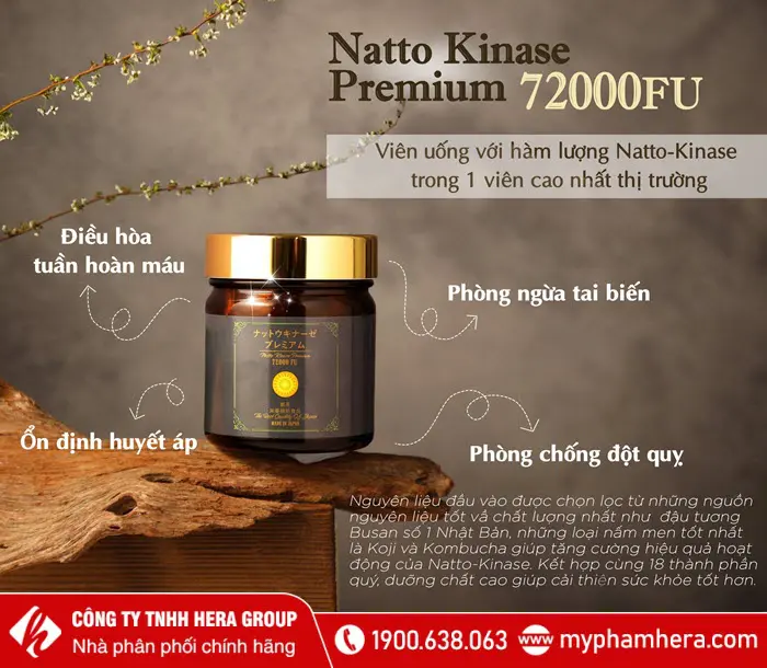 Thành phần Viên uống ngăn ngừa đột quỵ Natto Kinase Premium 72000FU Jpanwell