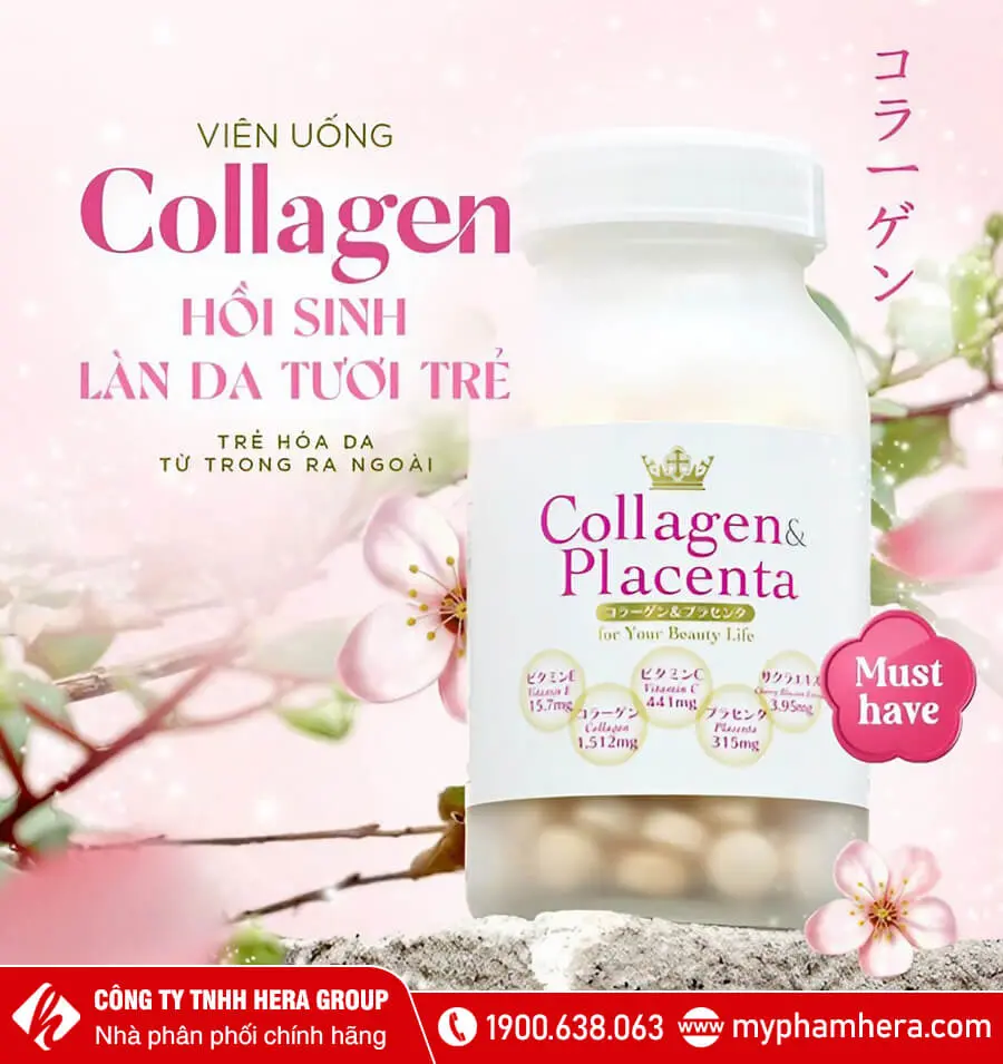 Viên uống trắng da Collagen & Placenta myphamhera.com