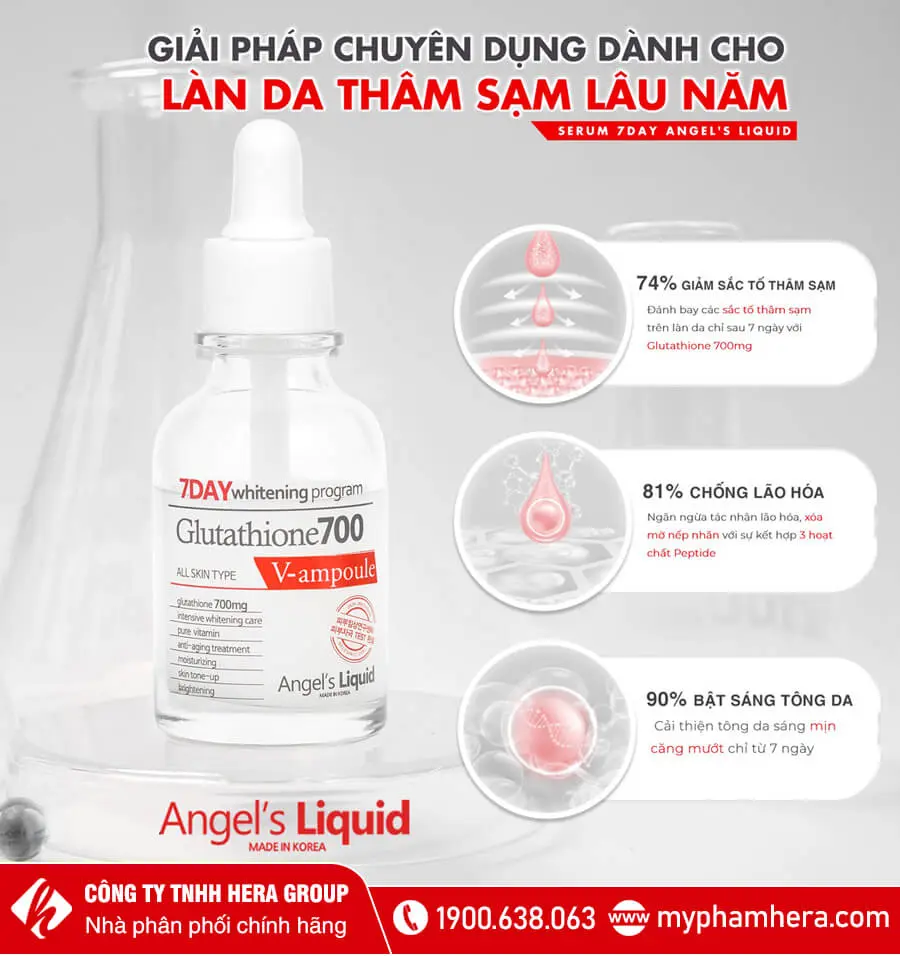 công dụng serum dưỡng trắng da angel's liquid 7day myphamhera.com