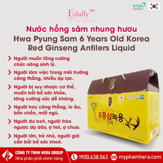 Đối tượng sử dụng Nước hồng sâm nhung hươu Edally Hwa Pyung Sam