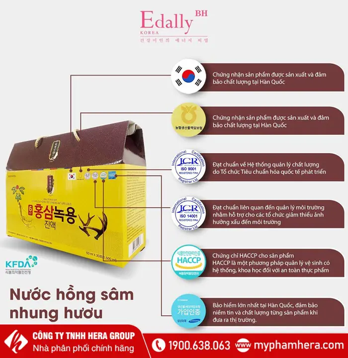 Nước hồng sâm nhung hươu Edally có tốt không?