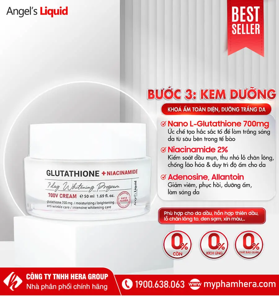 thành phần kem dưỡng trắng da angel's liquid 7day myphamhera.com