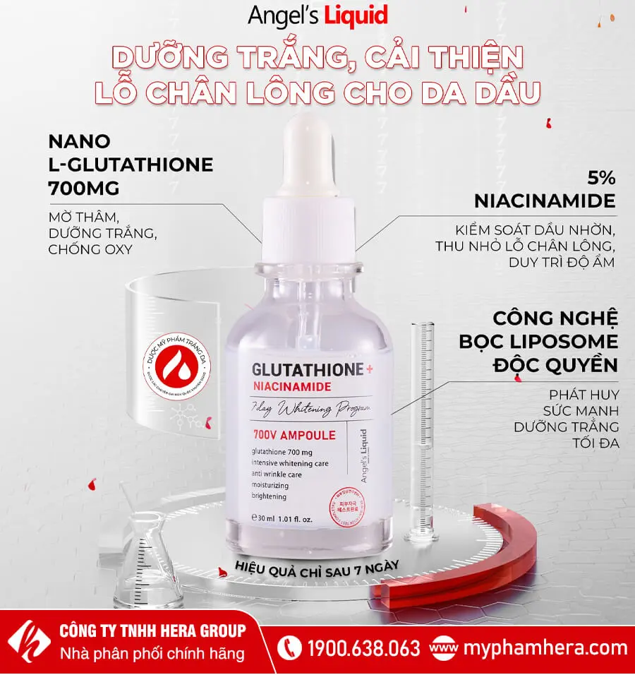 thành phần serum dưỡng trắng da angel's liquid 7day myphamhera.com