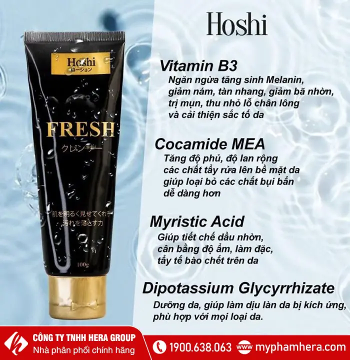 Thành phần Sữa rửa mặt Hoshi Fresh