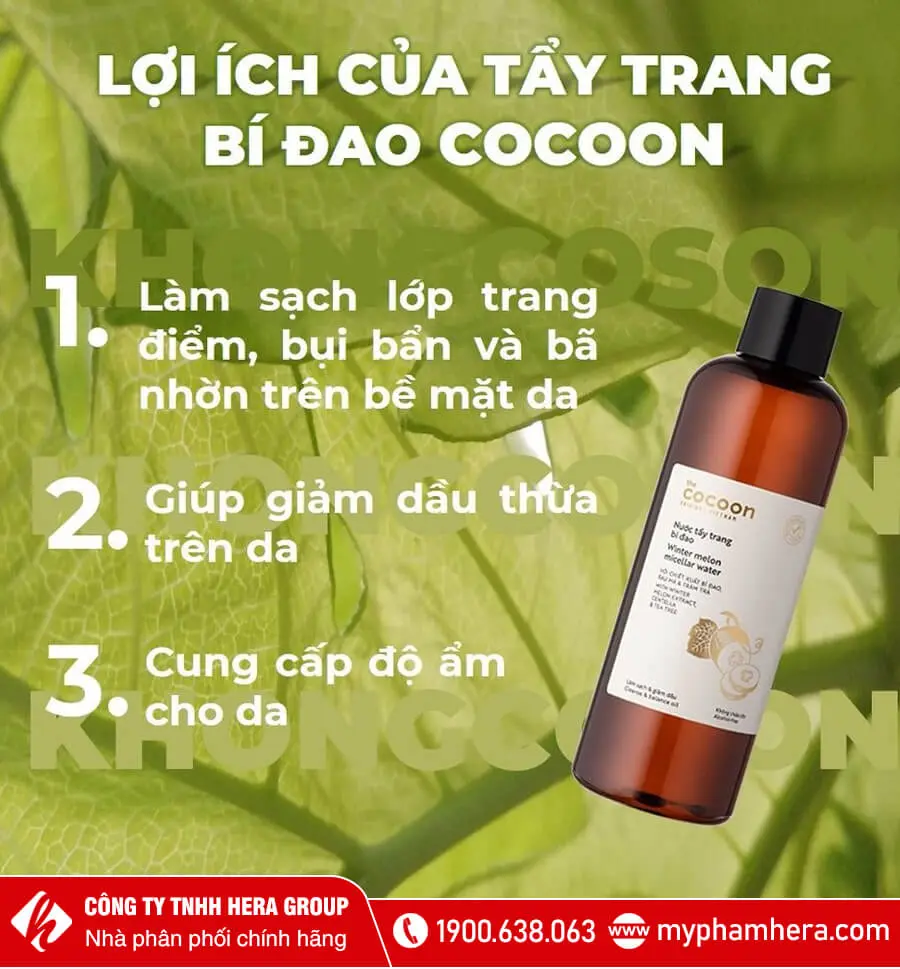 công dụng nước tẩy trang bí đao cocoon myphamhera.com