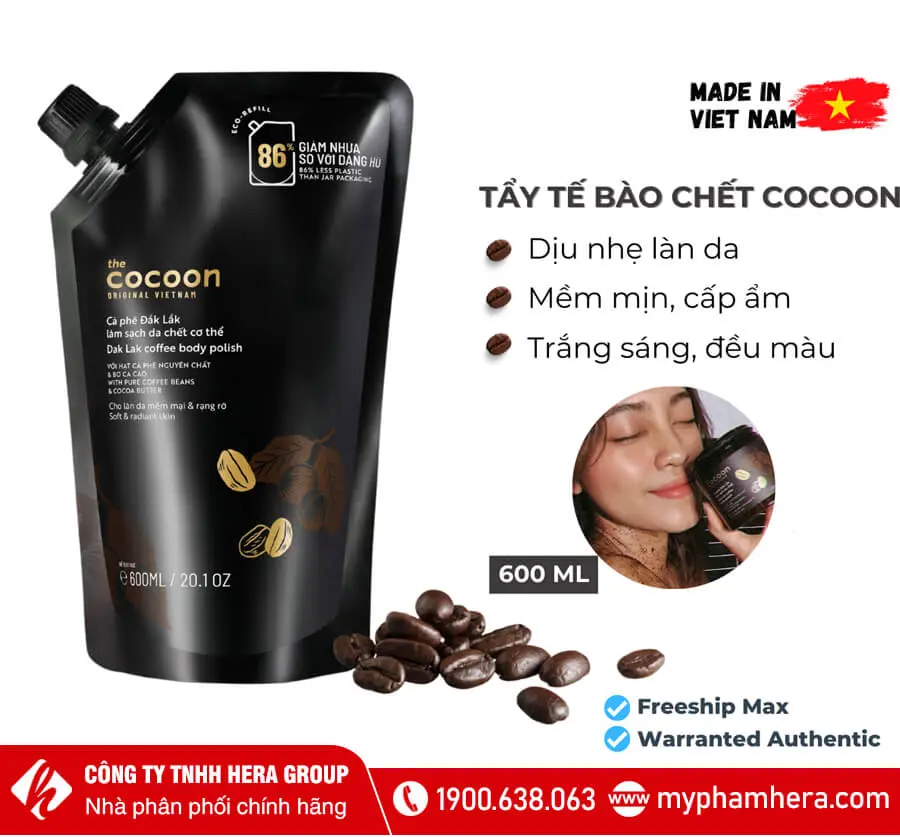 công dụng tẩy tế bào chết body cà phê đắk lắk cocoon myphamhera.com