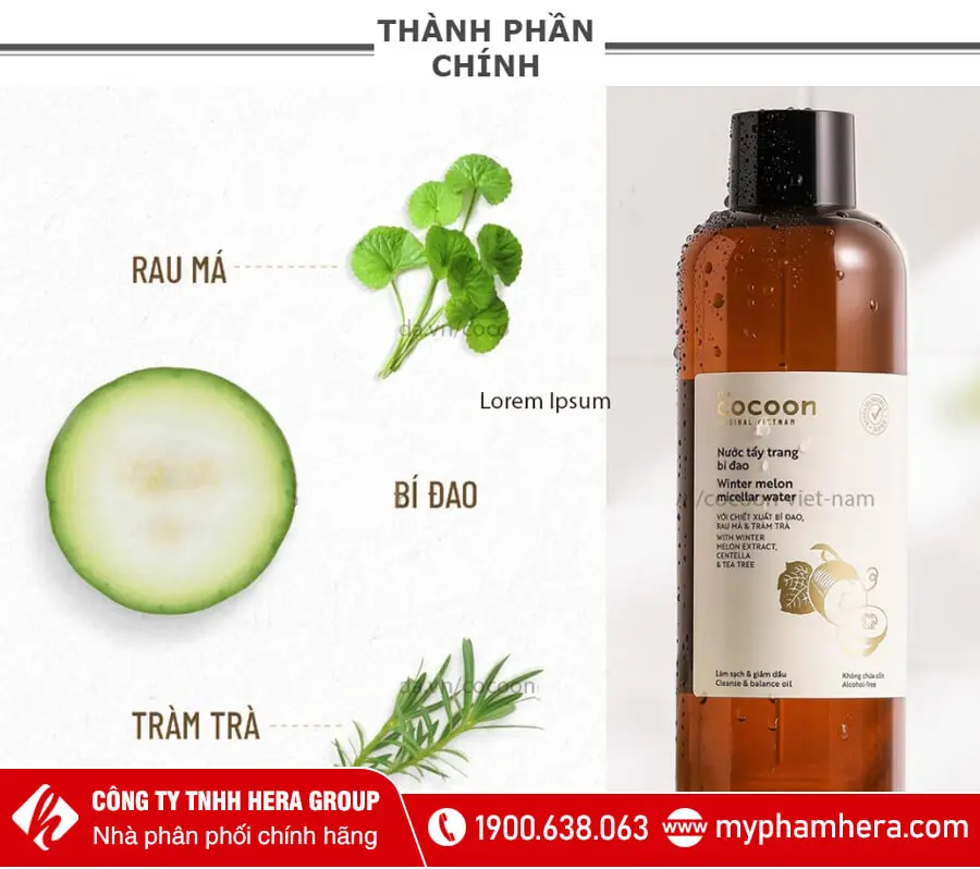 thành phần nước tẩy trang bí đao cocoon myphamhera.com