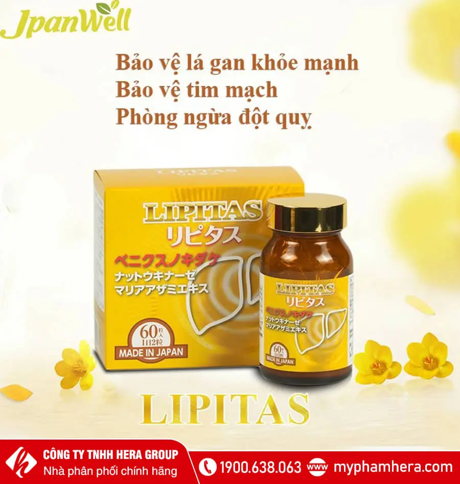 Viên uống hỗ trợ giảm mỡ máu và thải độc gan Lipitas Jpanwell