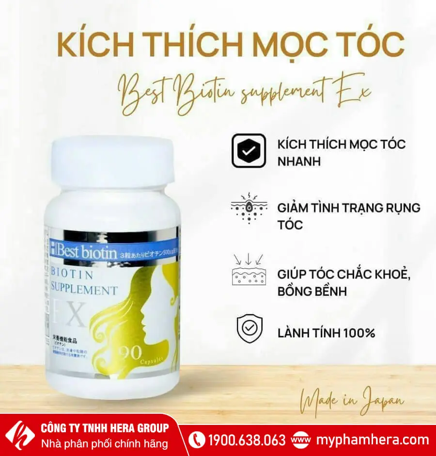 Viên uống hỗ trợ mọc tóc Best Biotin Supplement EX