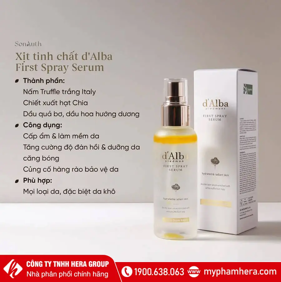 xịt khoáng D’alba White Truffle First Spray Serum