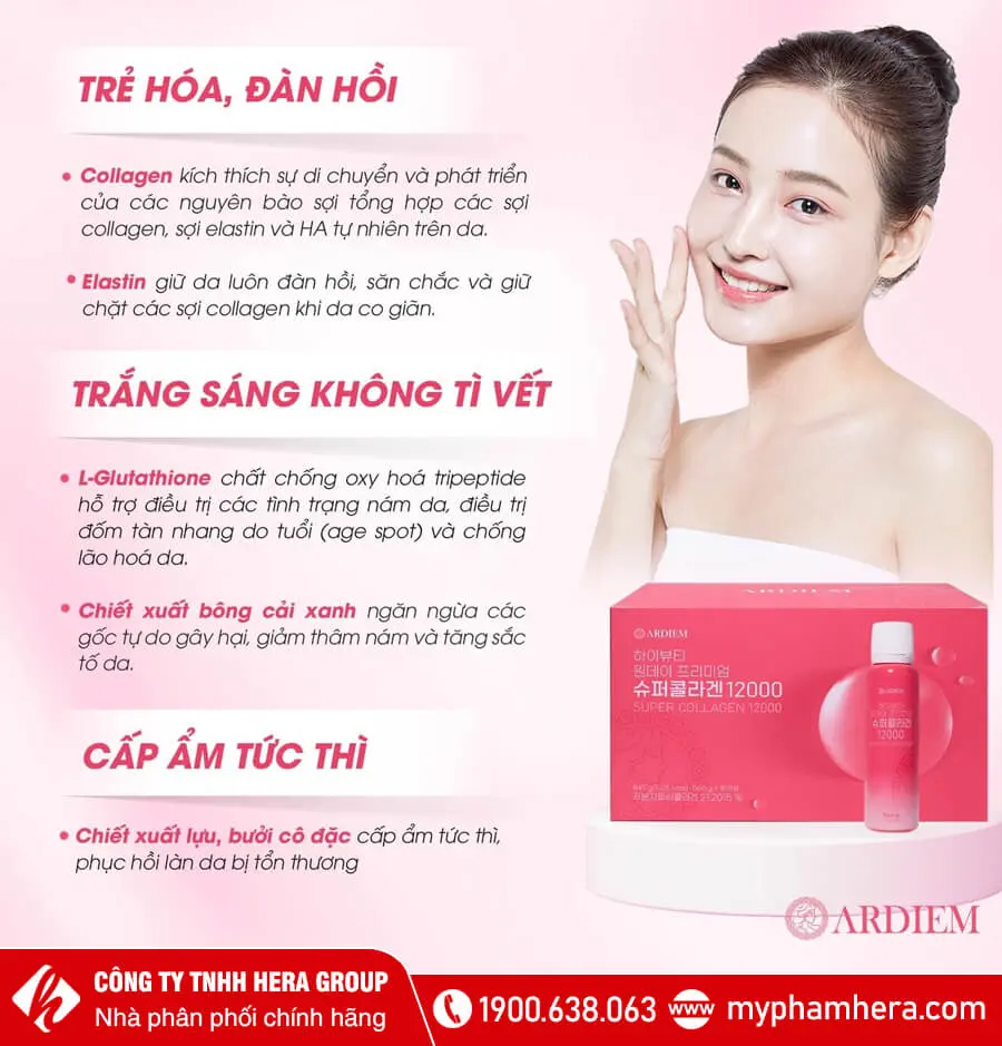 Nước uống Collagen Ardiem High On Day Premium Super Collagen Peptide 12000