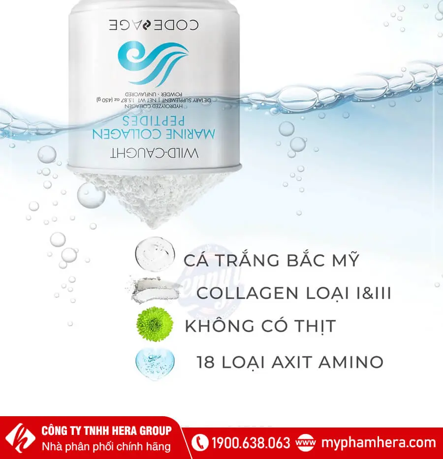 Bột collagen cá đại dương Codeage Marine Collagen Peptides