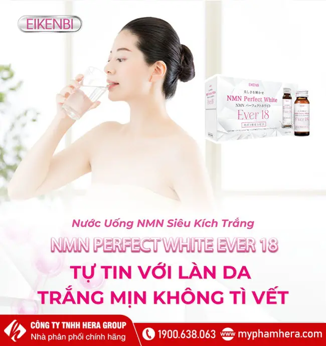 Nước uống kích trắng NMN Perfect White Ever 18 Eikenbi Nhật Bản