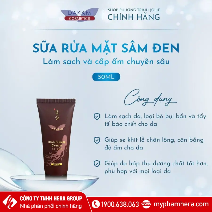 Sữa rửa mặt sâm đen Dakami