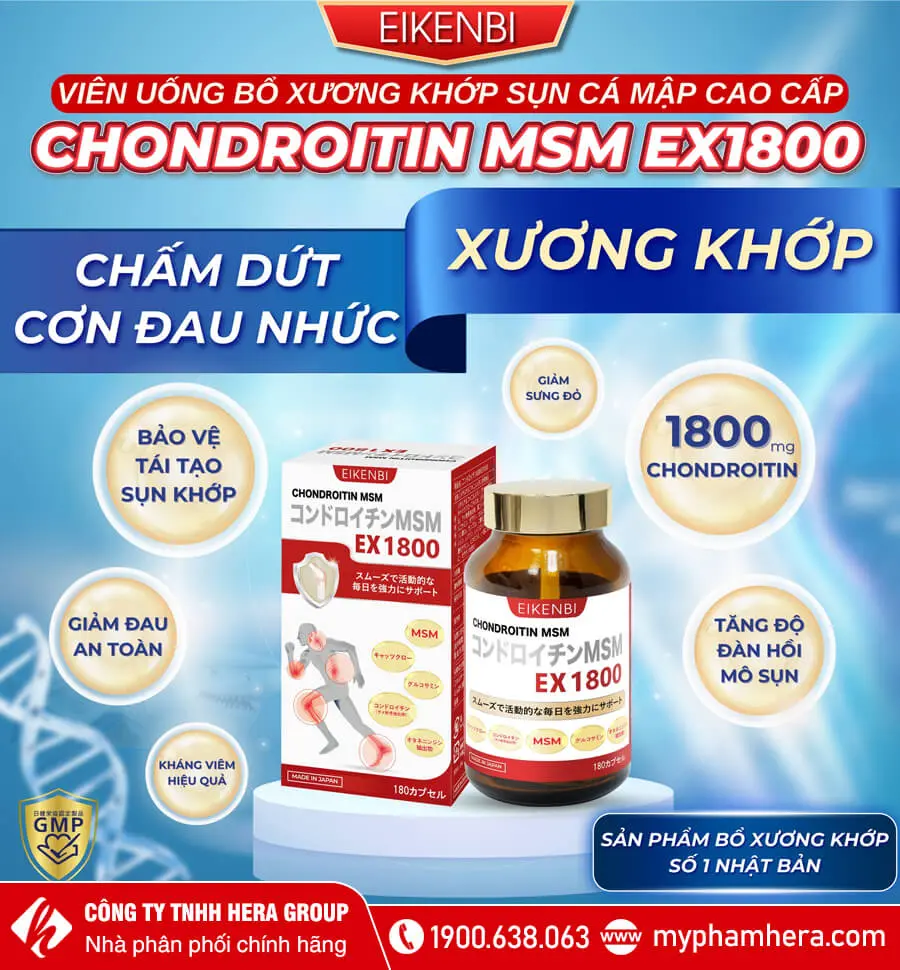 Viên Bổ Xương Khớp Sụn Cá Mập Cao Cấp Chondroitin Msm Ex1800 Eikenbi