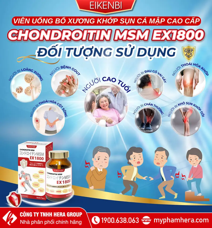 Viên Bổ Xương Khớp Sụn Cá Mập Cao Cấp Chondroitin Msm Ex1800 Eikenbi