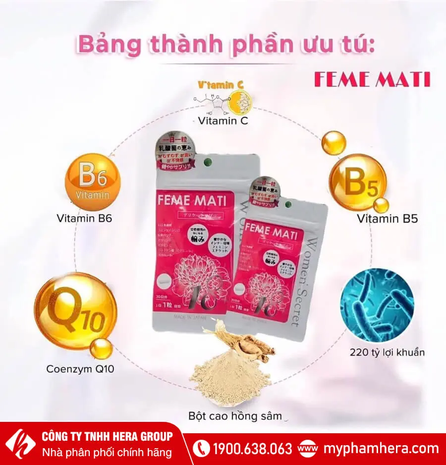 Viên uống men phụ khoa Feme Mati