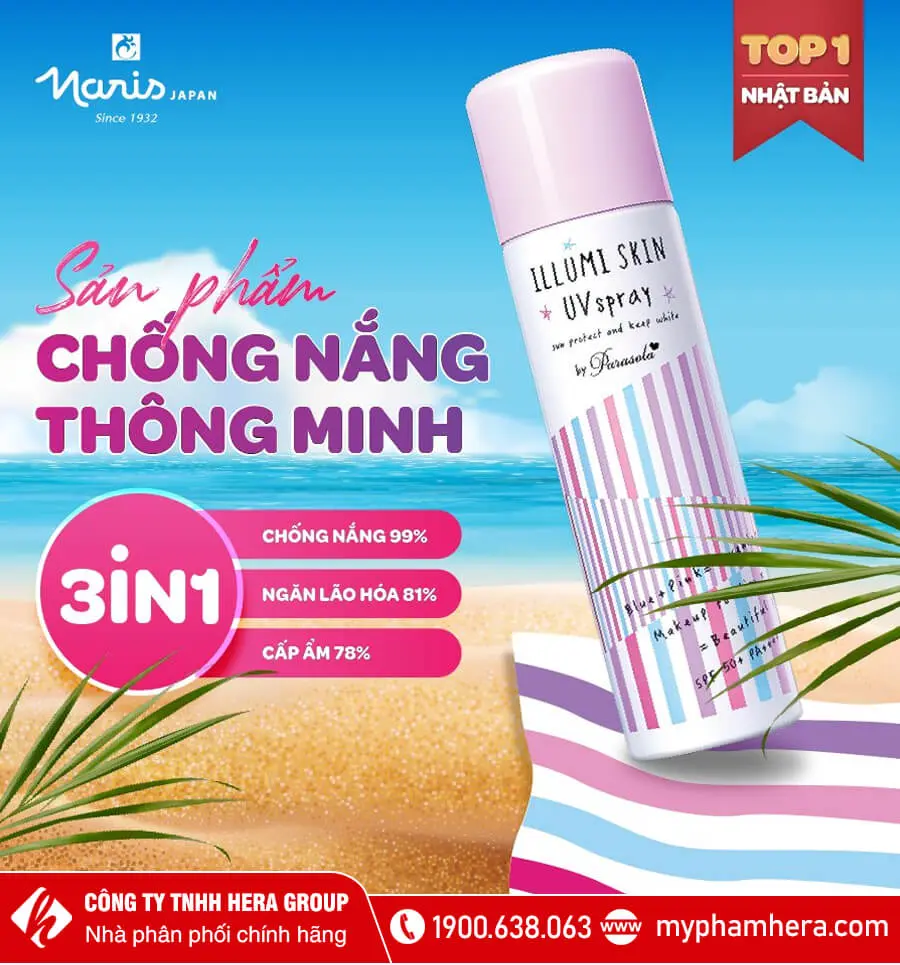 xịt chống nắng naris nâng tone parasola illumi skin myphamhera.com