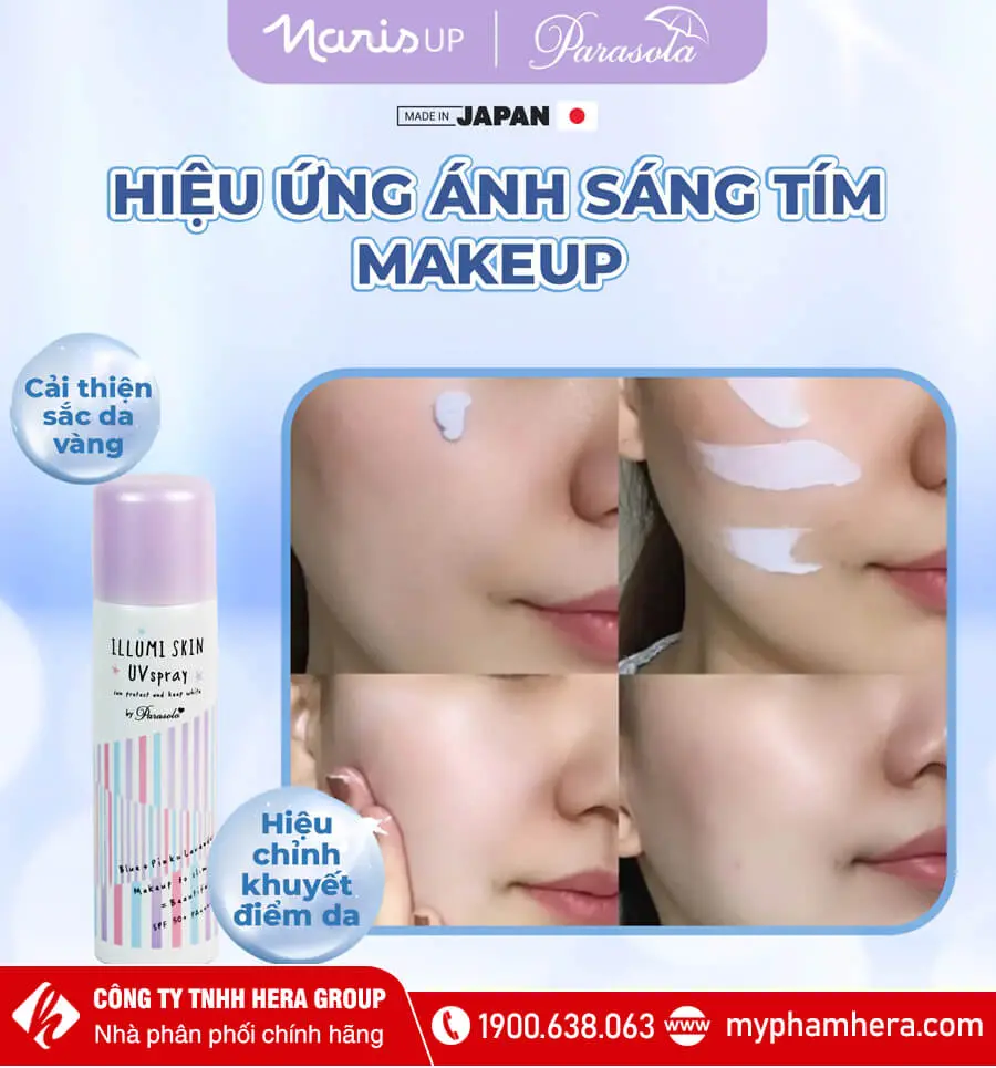 xịt chống nắng naris nâng tone parasola illumi skin myphamhera.com