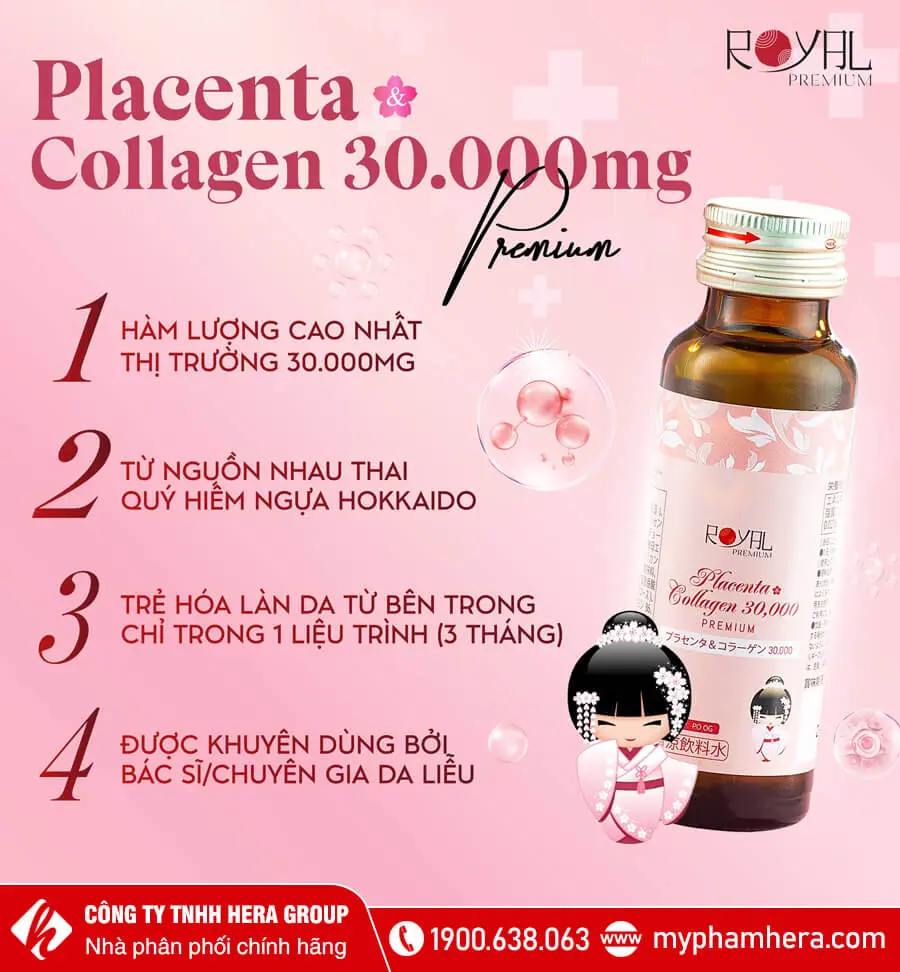 Nước uống Placenta & Collagen 30000 Premium Royal