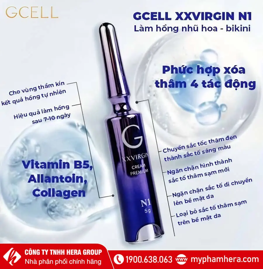 Kem làm hồng nhũ hoa Gcell Xxvirgin Premium Cream N1