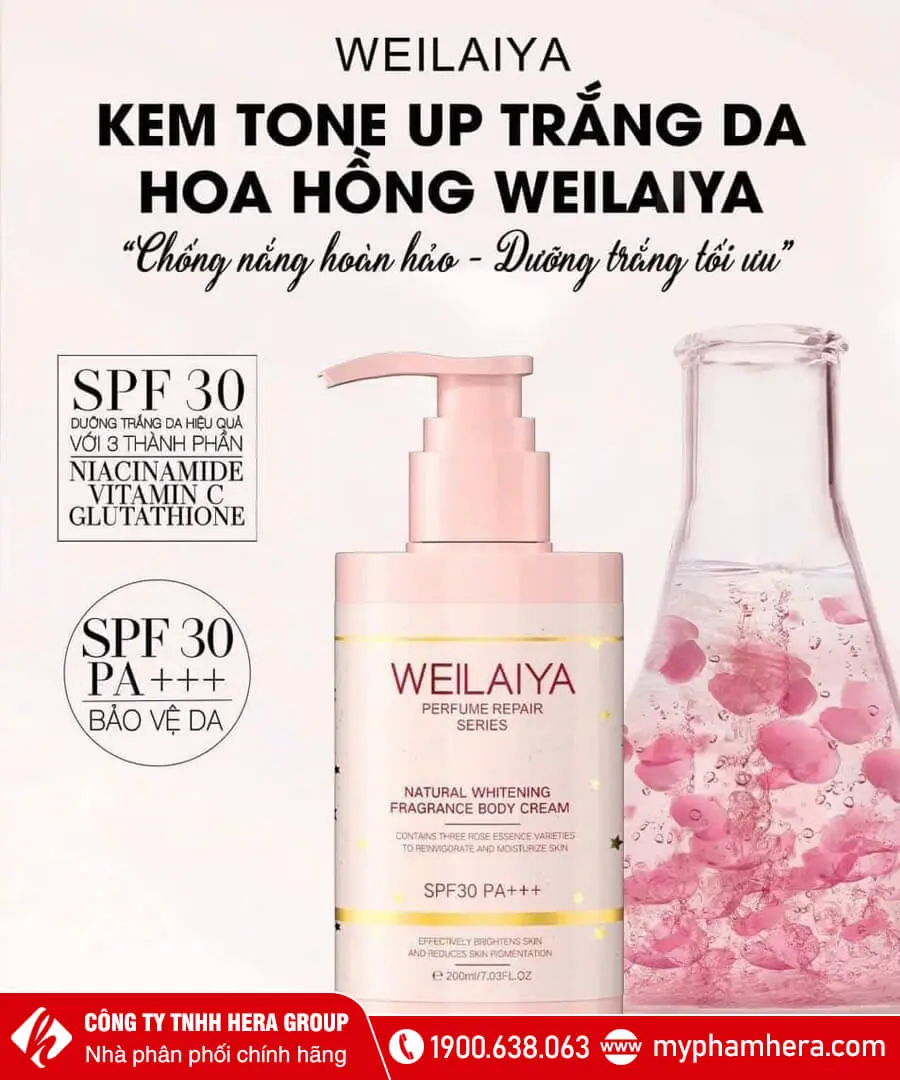 Kem Body Nâng Tone Hoa Hồng Weilaiya