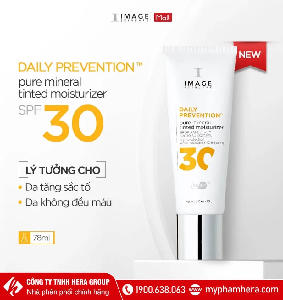 Kem Chống Nắng Cho Da Không Đều Màu, Tăng Sắc Tố Image Skincare Daily Prevention Pure Mineral Tinted Moisturizer Spf 30