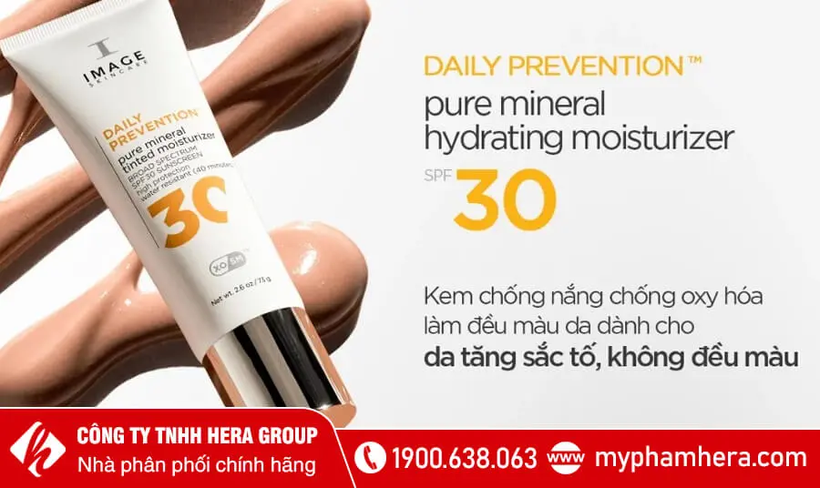 Kem Chống Nắng Cho Da Không Đều Màu, Tăng Sắc Tố Image Skincare Daily Prevention Pure Mineral Tinted Moisturizer Spf 30