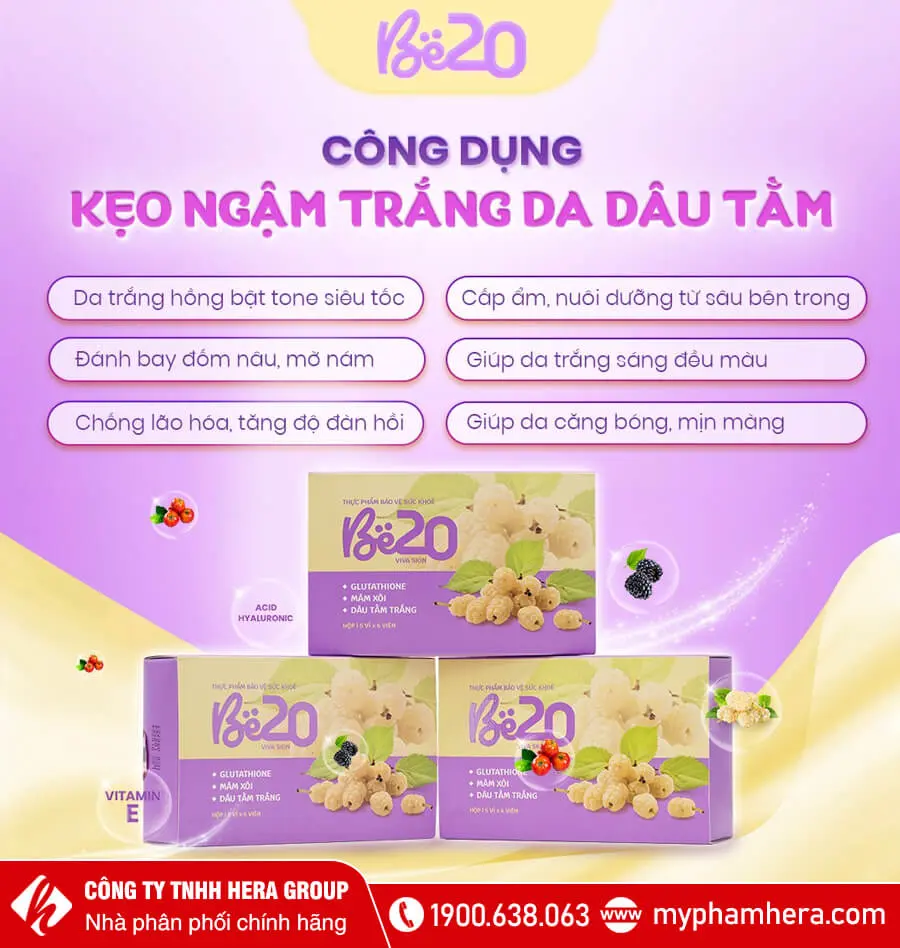 Kẹo dâu tằm trắng da Be20