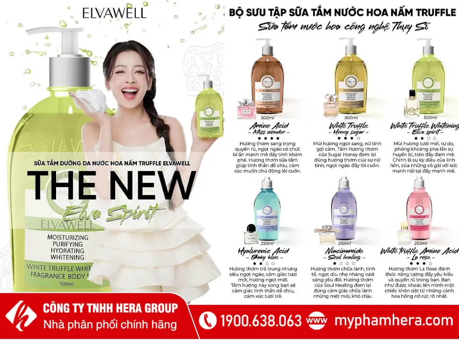 Sữa tắm nấm truffle trắng da Elvawell