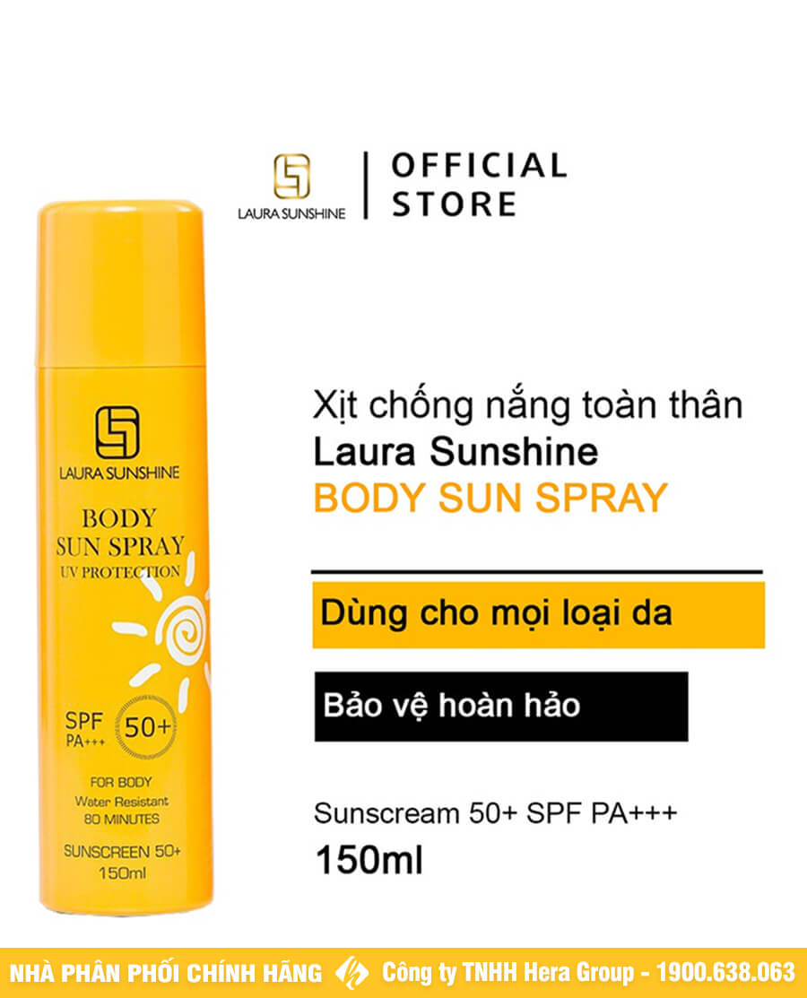 công dụng xịt chống nắng body sun spray laura sunshine myphamhera.com