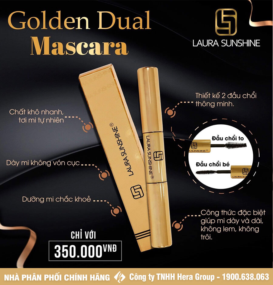 công dụng mascara 2 đầu không trôi golden dual laura sunshine myphamhera.com