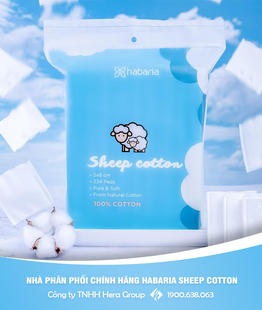 bông tẩy trang cừu Habaria Sheep Cotton myphamhera.com