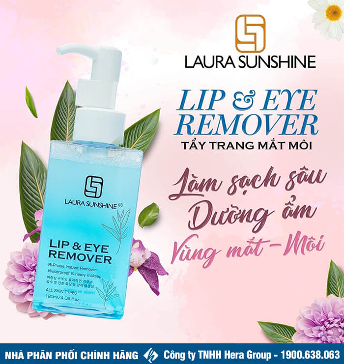 công dụng nước tẩy trang mắt môi laura sunshine lip eye remover myphamhera.com