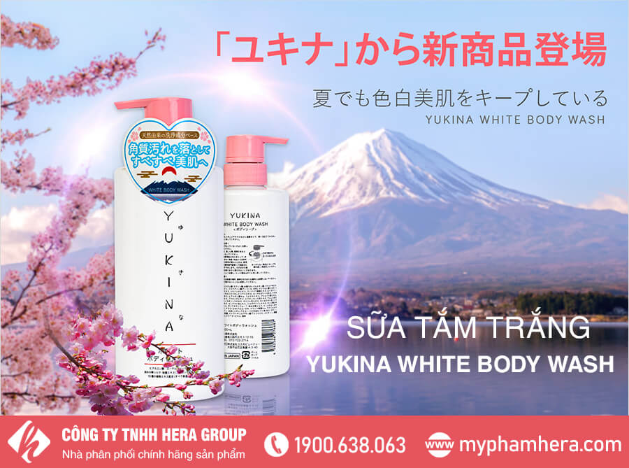 Sữa tắm trắng da Yukina White Body Wash myphamhera.com