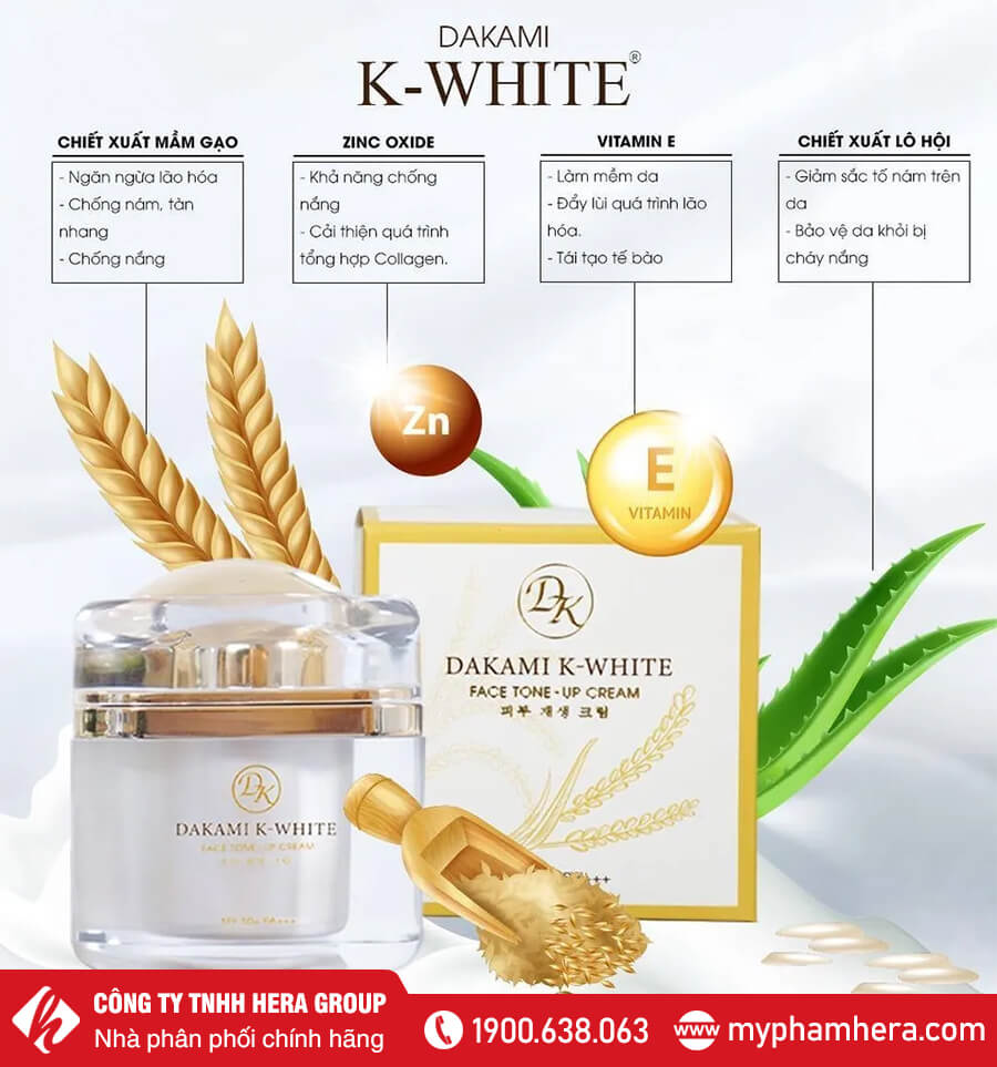 thành phần Kem Dakami K-White chính hãng myphamhera.com