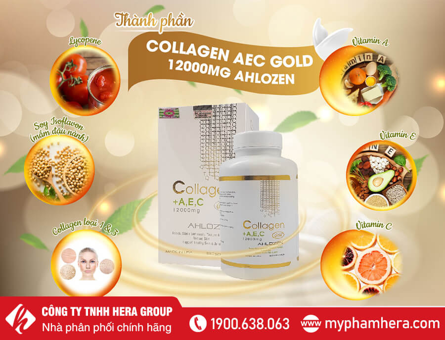 thành phần viên uống Collagen Aec Gold 12.000mg chính hãng myphamhera.com